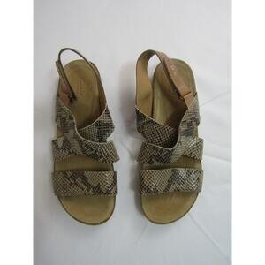 Clarks‎ Brown Snakeprint Strappy Sandals Womens Size 11 Boho Cottagecore Minimal